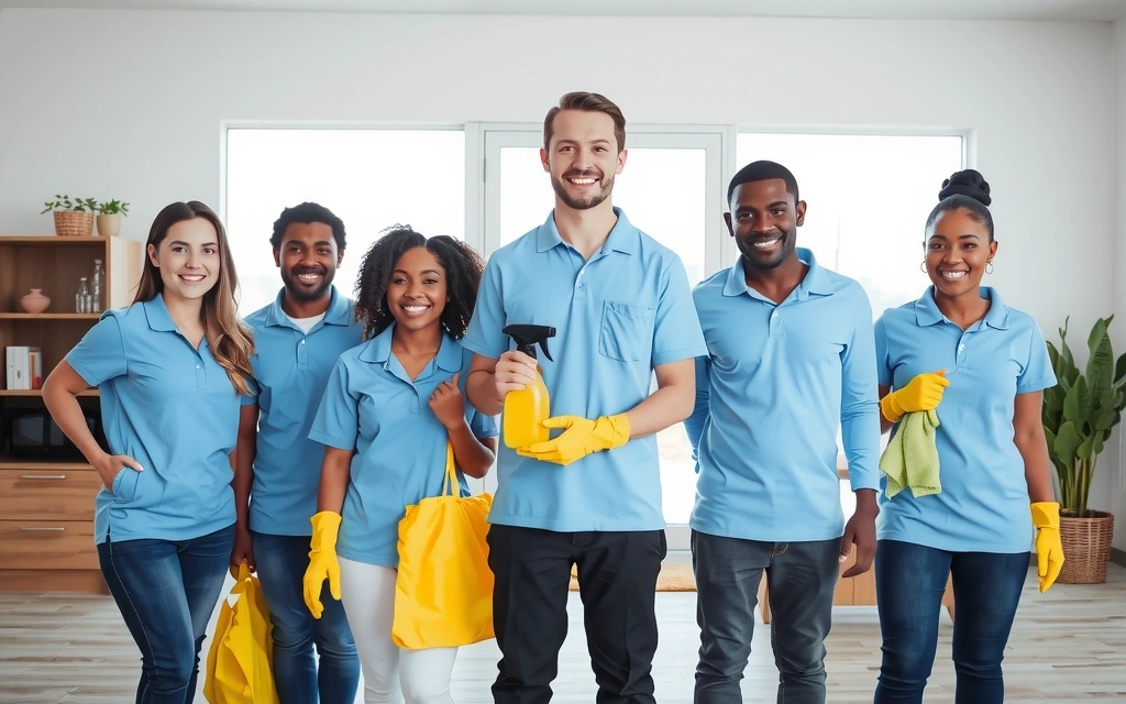 SparkHorizon team preparing for a cleaning service